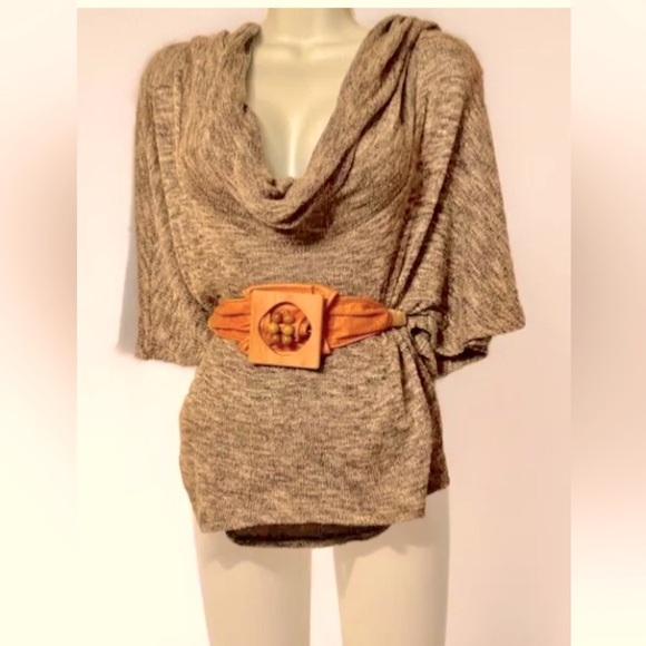 🪸RHEA🪸 LEATHER WOOD BEADS JUTE STRETCH HOOK LOOP VTG BOHO SOUTHWESTERN BELT🏜️ - Picture 5 of 11